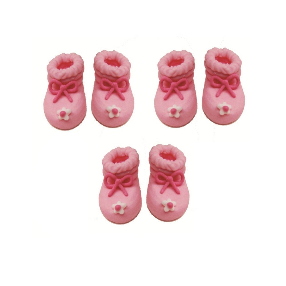 Anniversary House Pink Baby Girl Booties Sugar Toppers x 6