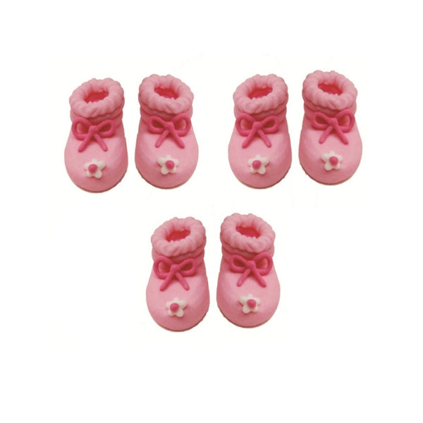 Anniversary House Pink Baby Girl Booties Sugar Toppers x 6