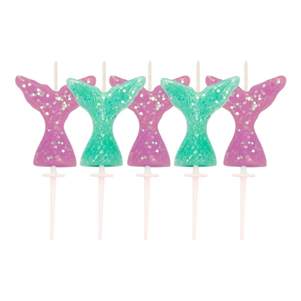 Anniversary House Mermaid Tail Glitter Candles x 5