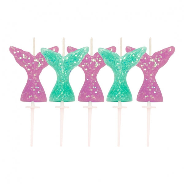Anniversary House Mermaid Tail Glitter Candles x 5