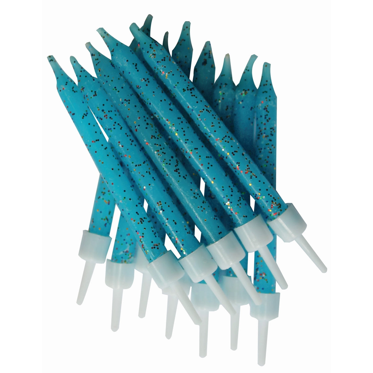 Anniversary House Blue Glitter Candles x 12