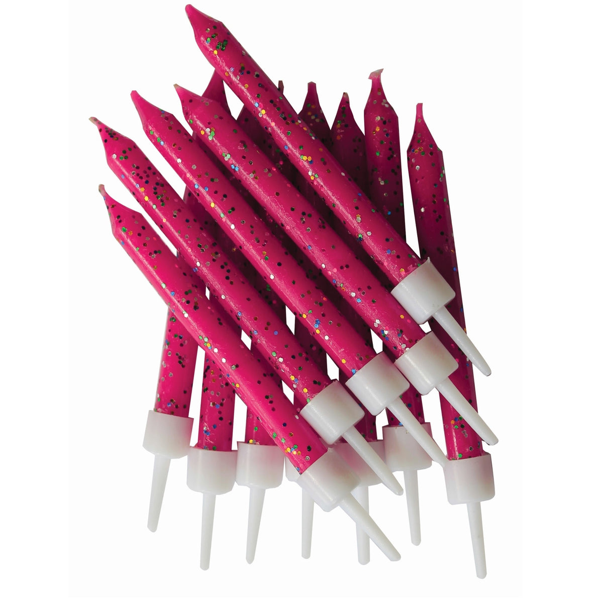 Anniversary House Fuchsia Glitter Candles x 12
