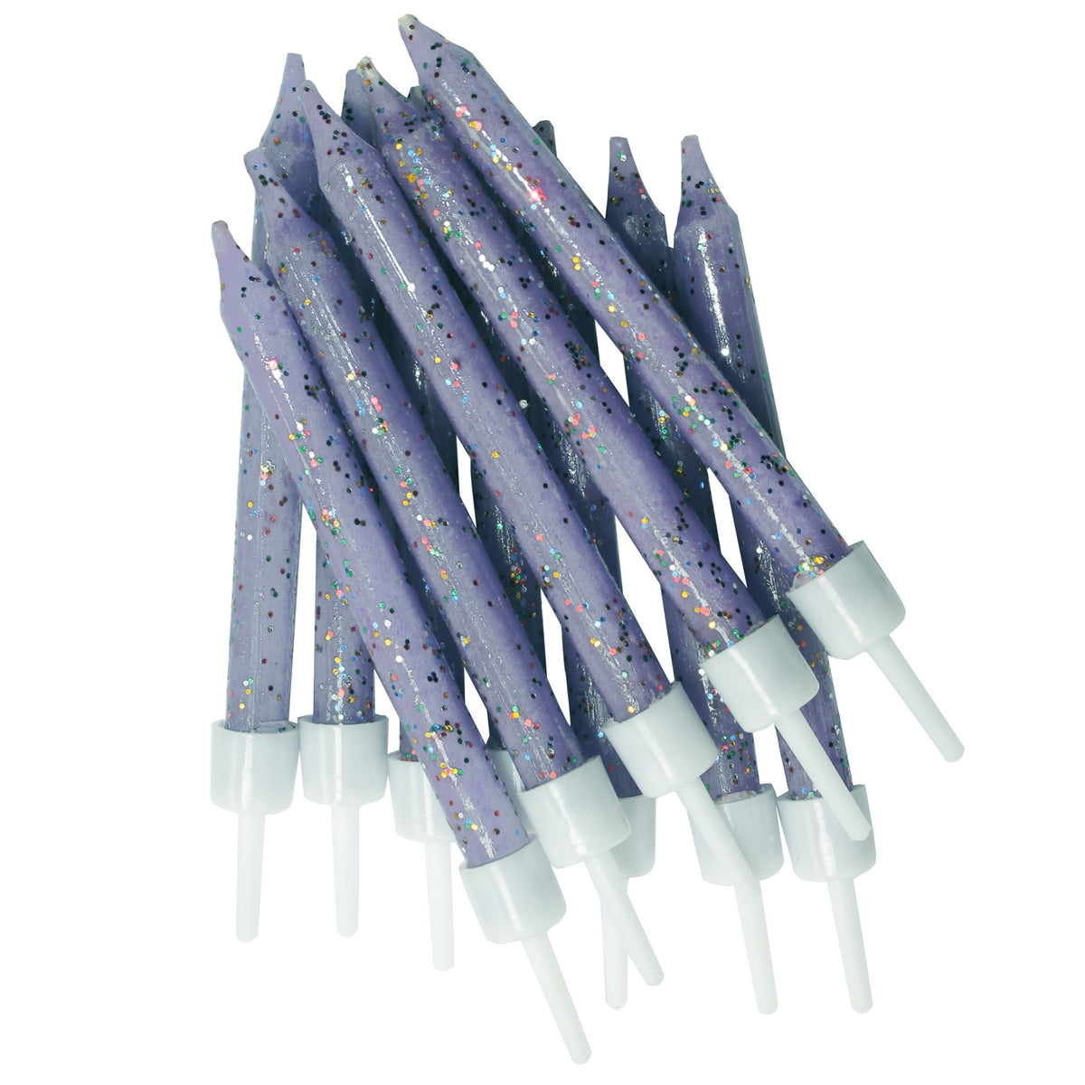 Anniversary House Lilac Glitter Candles x 12