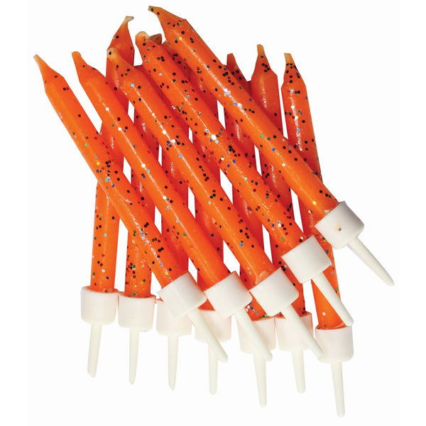 Anniversary House Orange Glitter Candles x 12