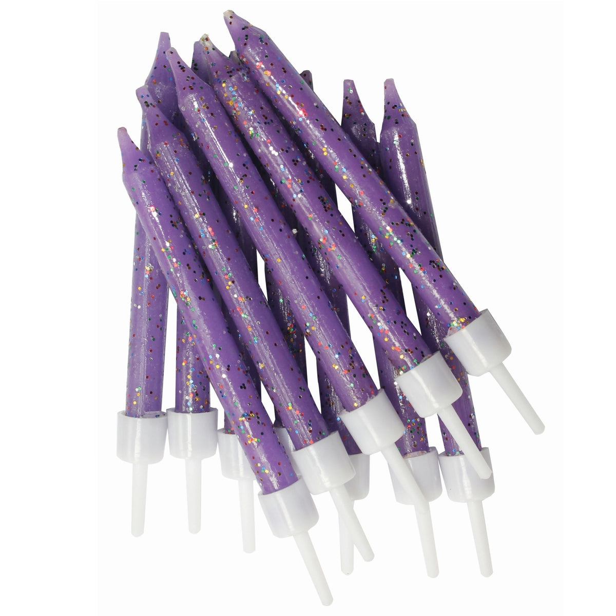 Anniversary House Purple Glitter Candles x 12