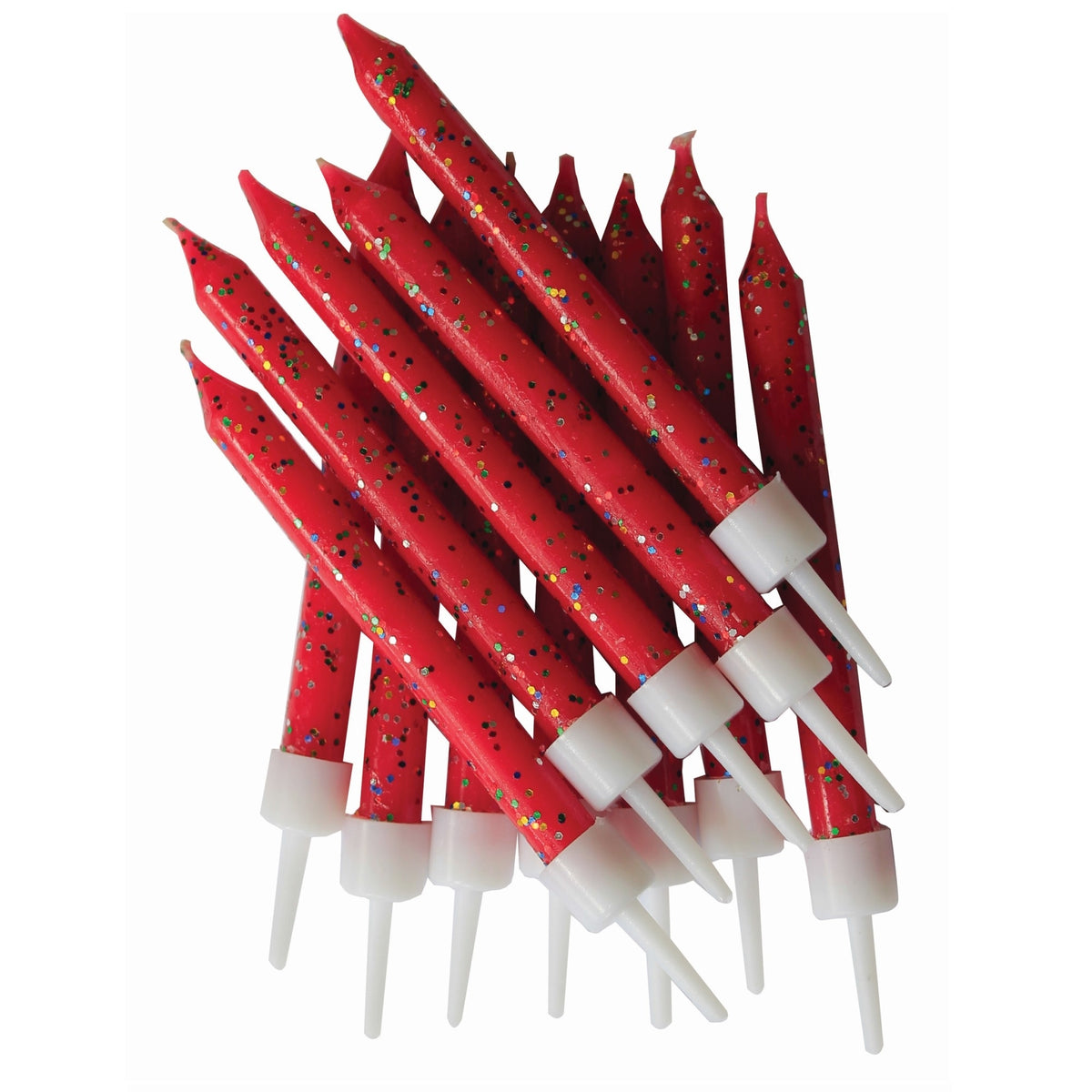 Anniversary House Red Glitter Candles x 12