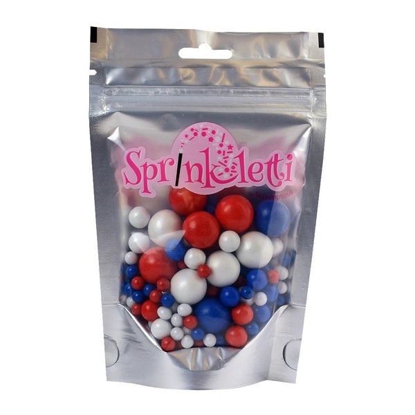 Sprinkletti Red, White & Blue Bubbles Edible Sprinkles 100g