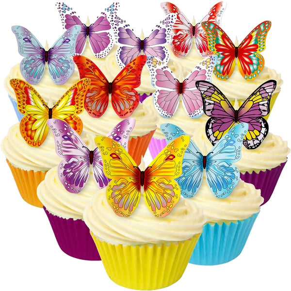CDA Products Mixed Edible Butterfly Toppers - Pack of 12