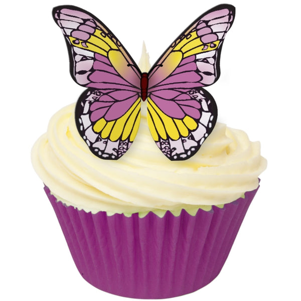 CDA Products Purple & Yellow Edible Butterfly Toppers - Pack of 12