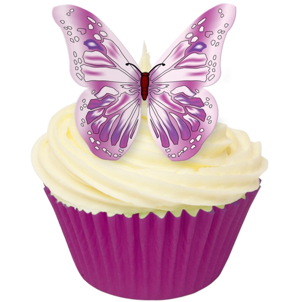CDA Products Purple & Pink Edible Butterfly Toppers - Pack of 12