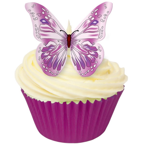 CDA Products Purple & Pink Edible Butterfly Toppers - Pack of 12