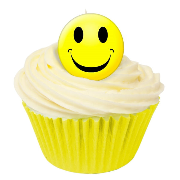 CDA Products Yellow Smiley Face Edible Toppers - Pack Of 36
