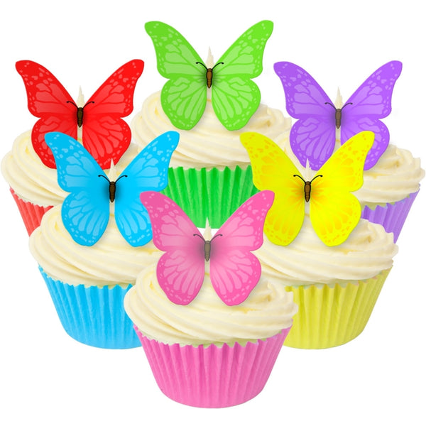 CDA Products Mixed Vivid Edible Butterfly Toppers - Pack of 12