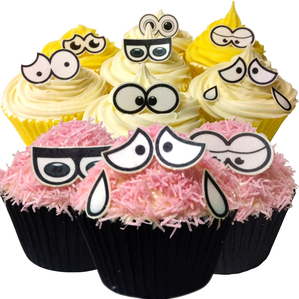 CDA Products Edible Wafer Cartoon Eyes Cupcake Toppers - Pack of 36