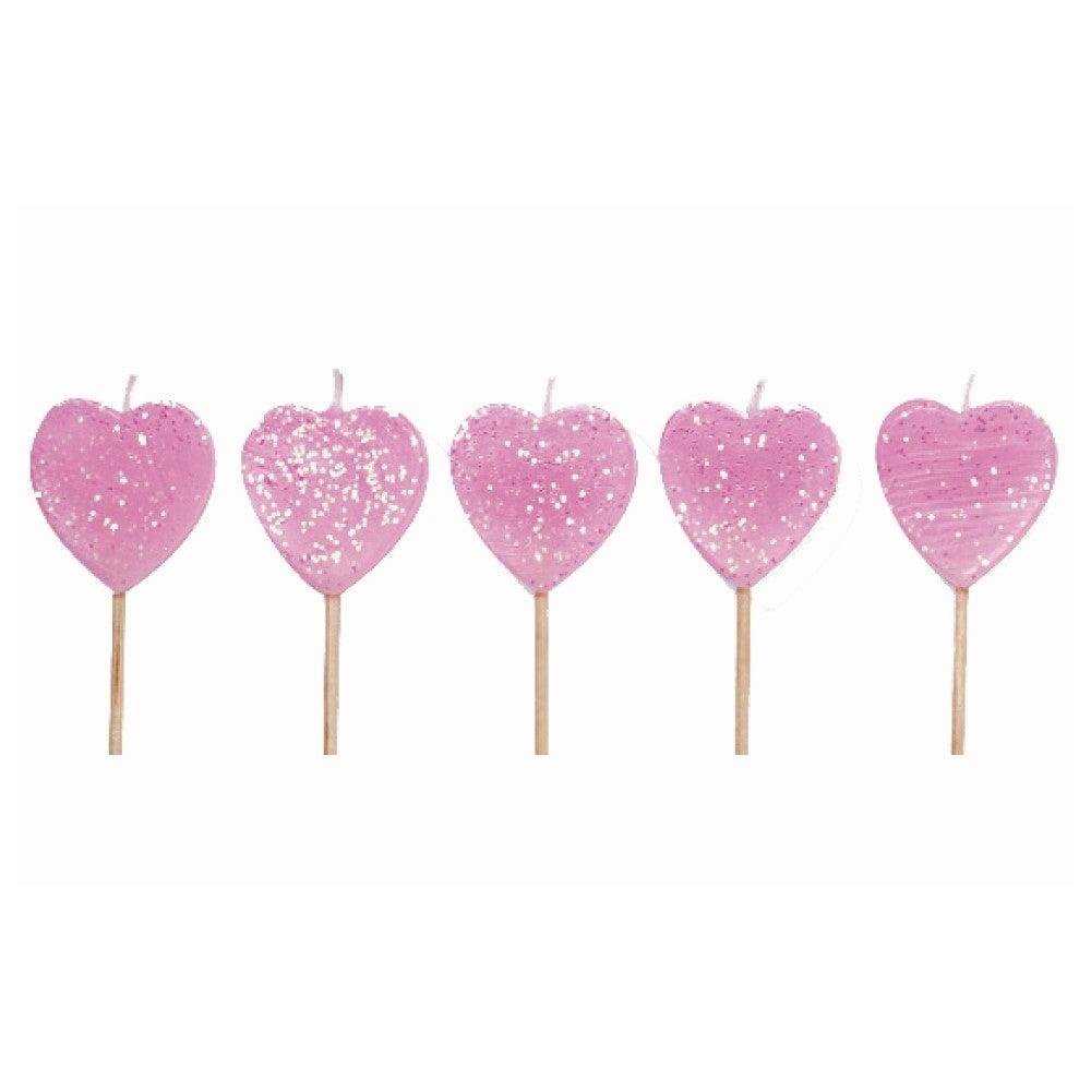 Anniversary House Glitter Heart Birthday Candles x 10