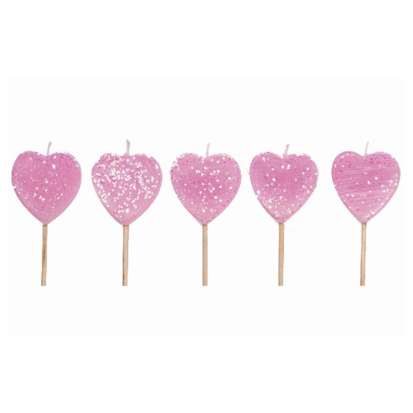 Anniversary House Glitter Heart Birthday Candles x 10