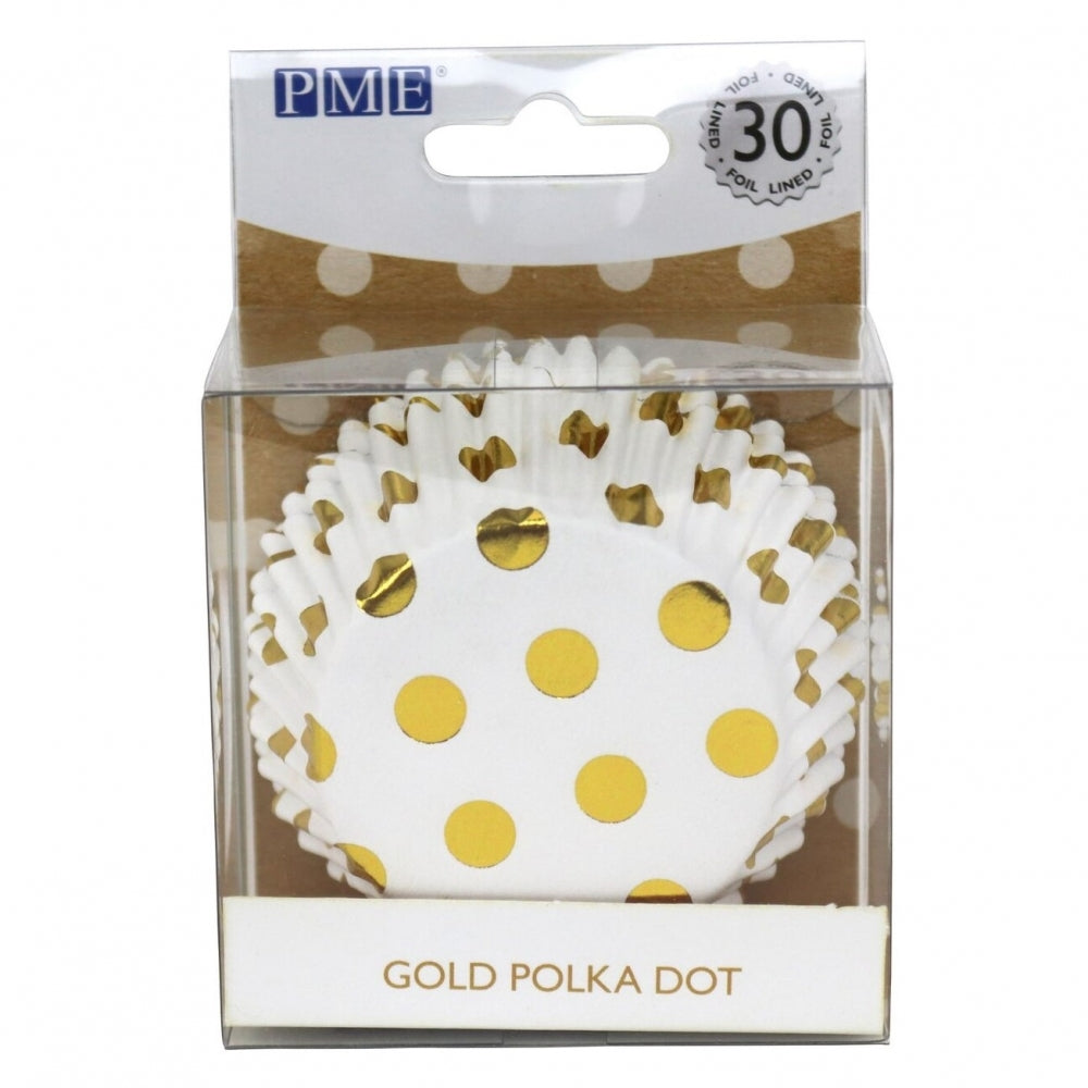 PME Gold Foil Lined Cupcake Cases with Metallic Polka Dots x 30