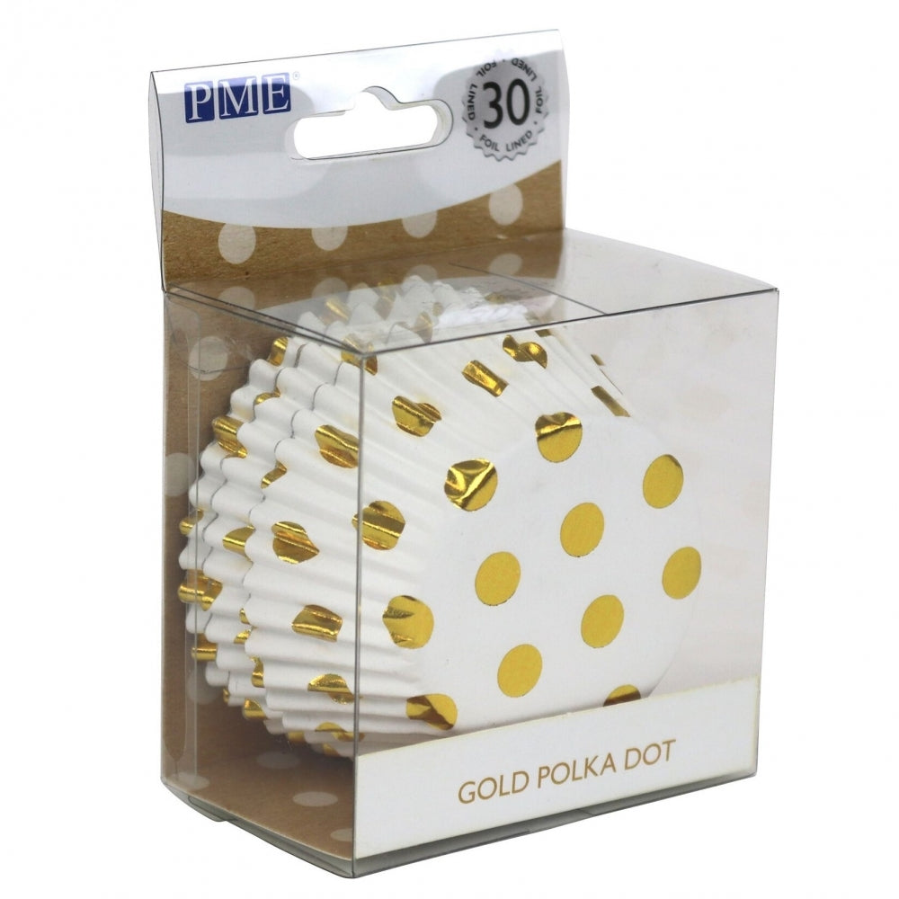 PME Gold Foil Lined Cupcake Cases with Metallic Polka Dots x 30