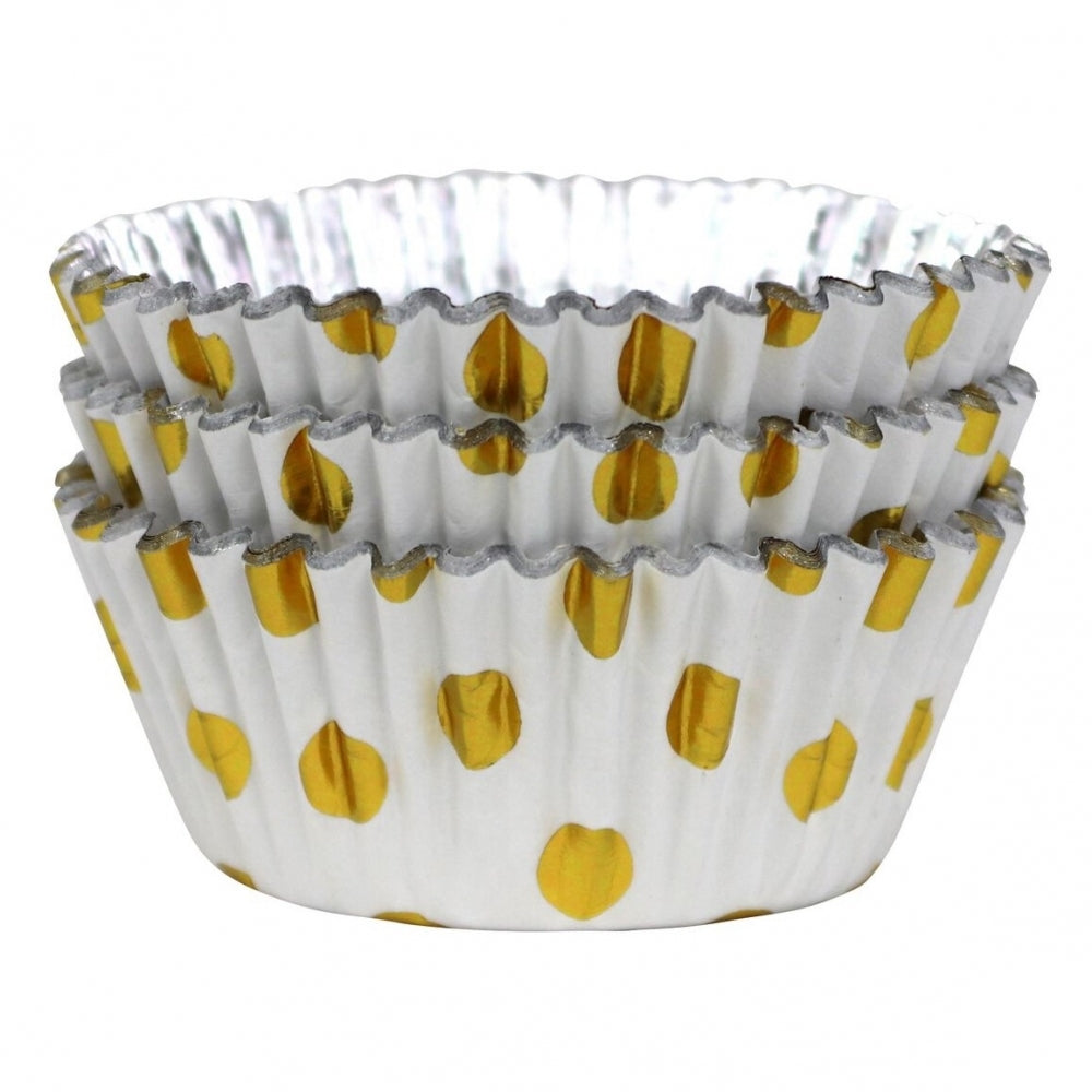 PME Gold Foil Lined Cupcake Cases with Metallic Polka Dots x 30