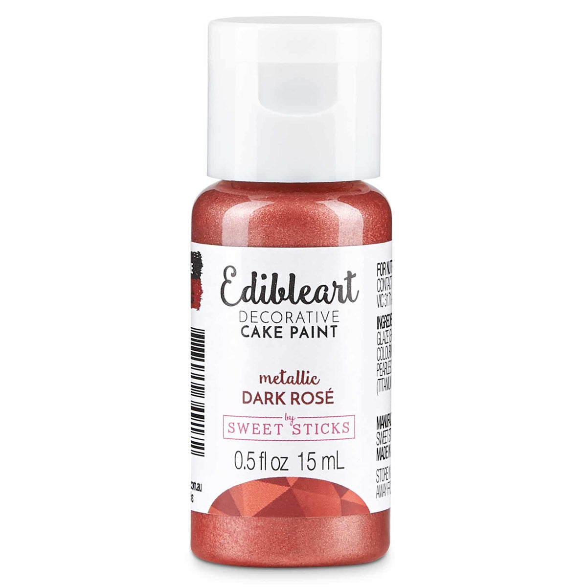 Sweet Sticks Metallic Edible Art Paint 15ml - Dark Rose