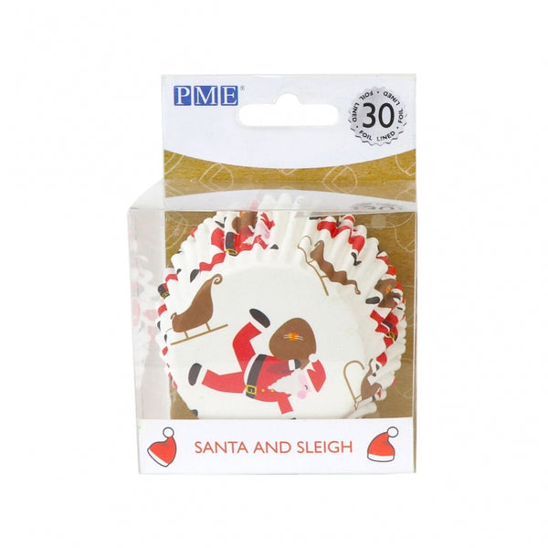PME Santa & Sleigh Foil Lined Cupcake Cases x 30