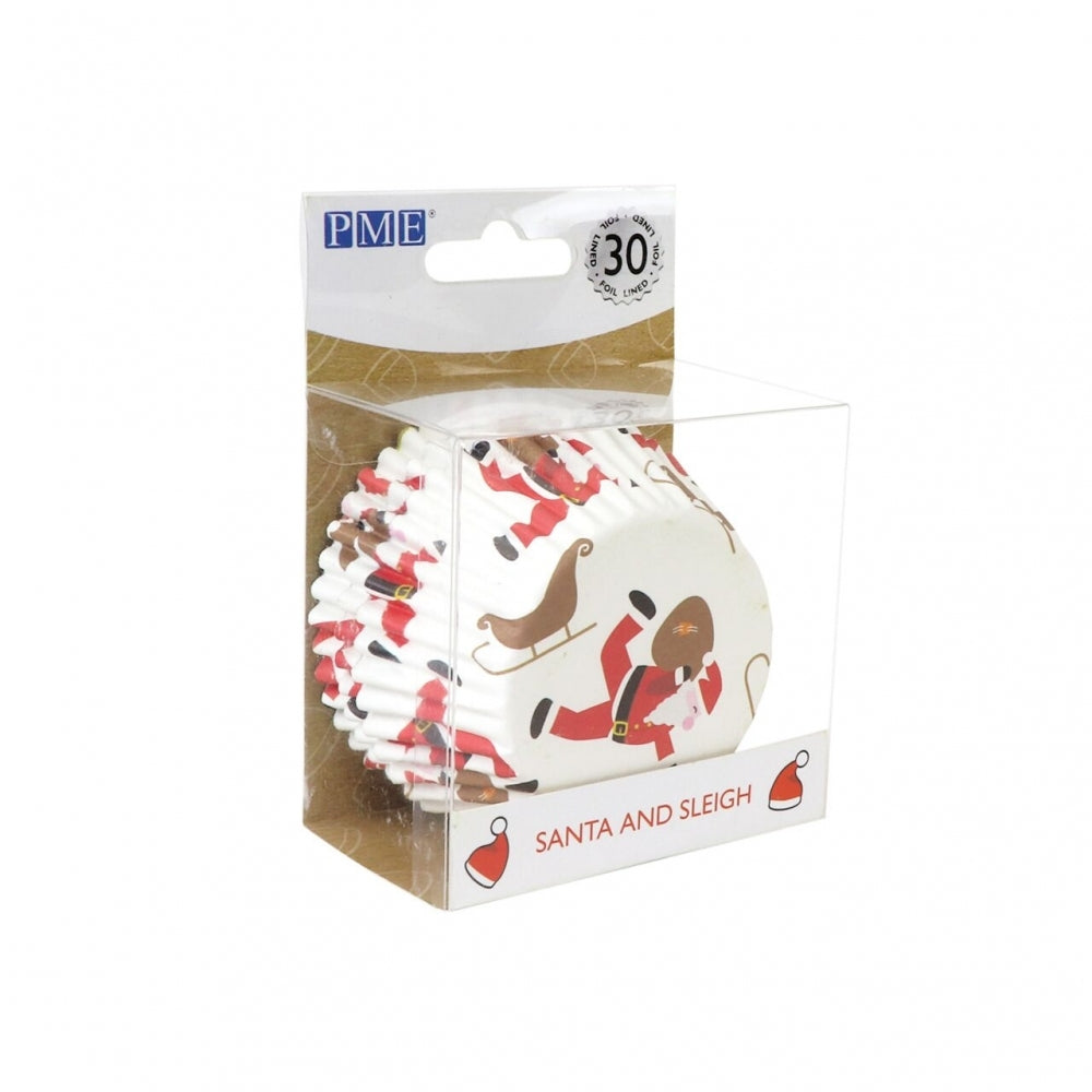 PME Santa & Sleigh Foil Lined Cupcake Cases x 30
