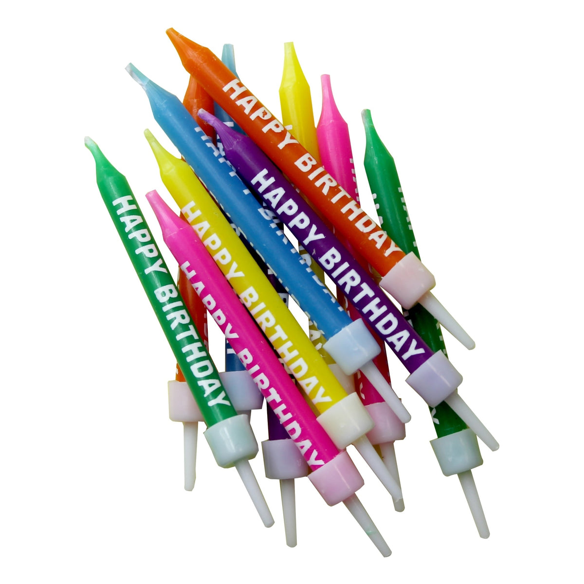Anniversary House Multicoloured Happy Birthday Candles x 12
