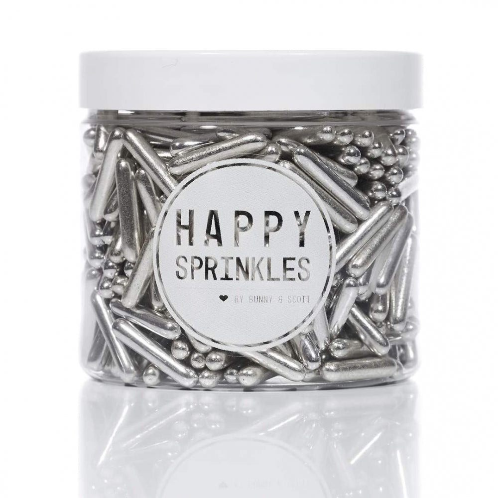 Happy Sprinkles EXPIRED - Silver Rod Metallic Sprinkles 90g - Happy Sprinkles [AUG 2025]