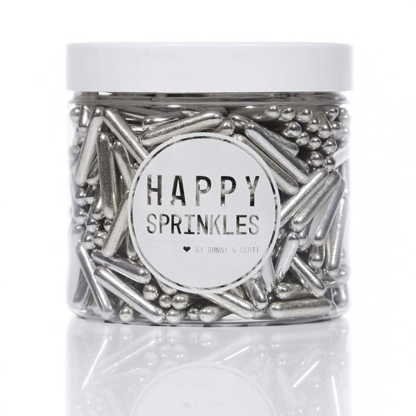 Happy Sprinkles EXPIRED - Silver Rod Metallic Sprinkles 90g - Happy Sprinkles [AUG 2025]