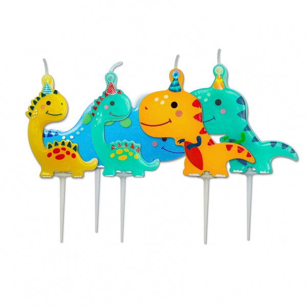 Anniversary House Dino Party Pick Candles x 5