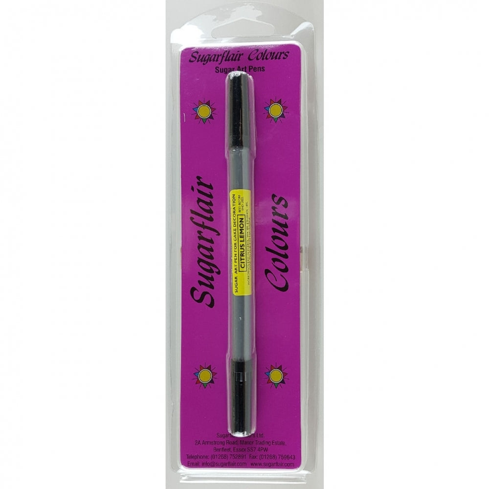 Sugarflair Edible Dual Nib Pens - Citrus Lemon