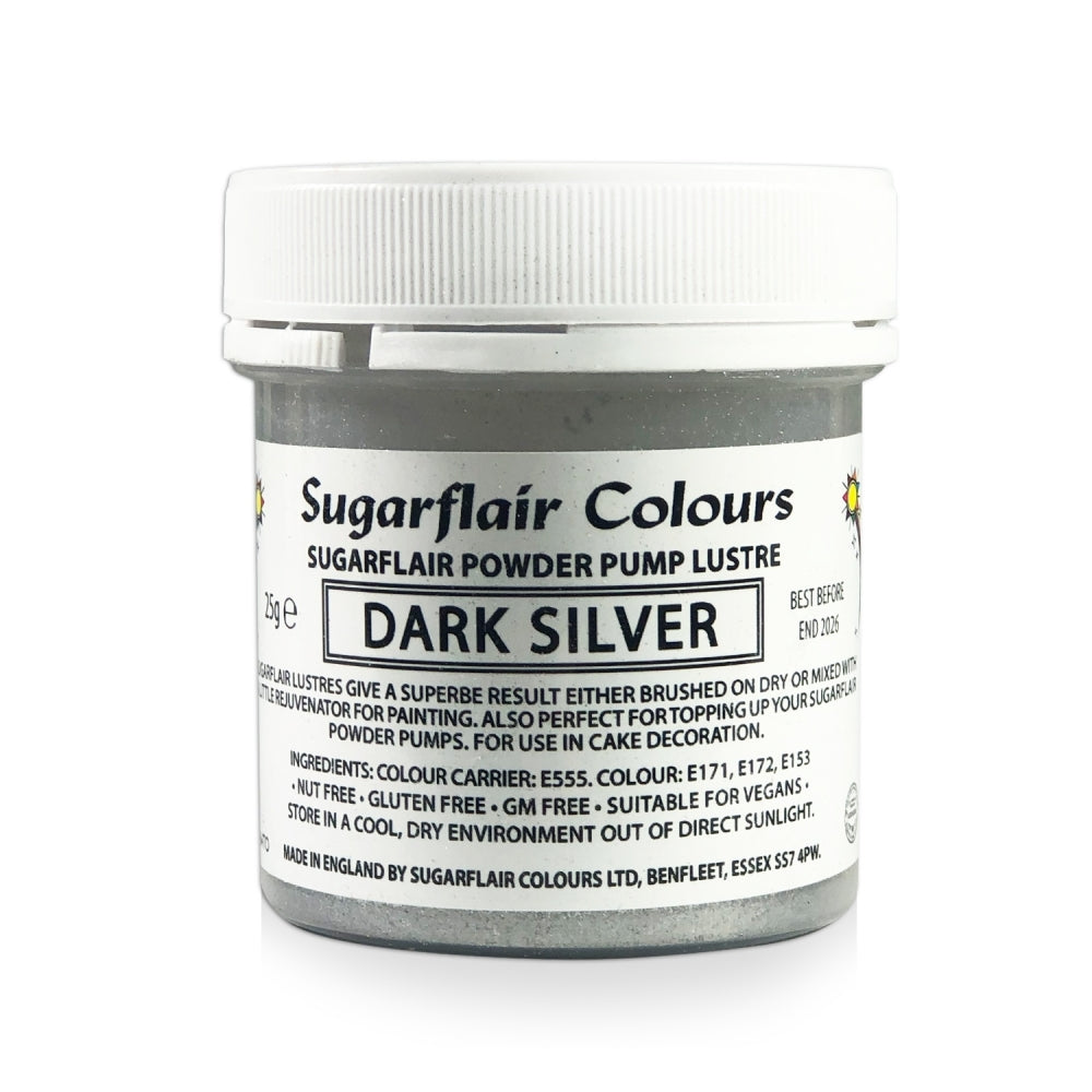 Sugarflair Powder Pump Lustre Refill 25g - Dark Silver