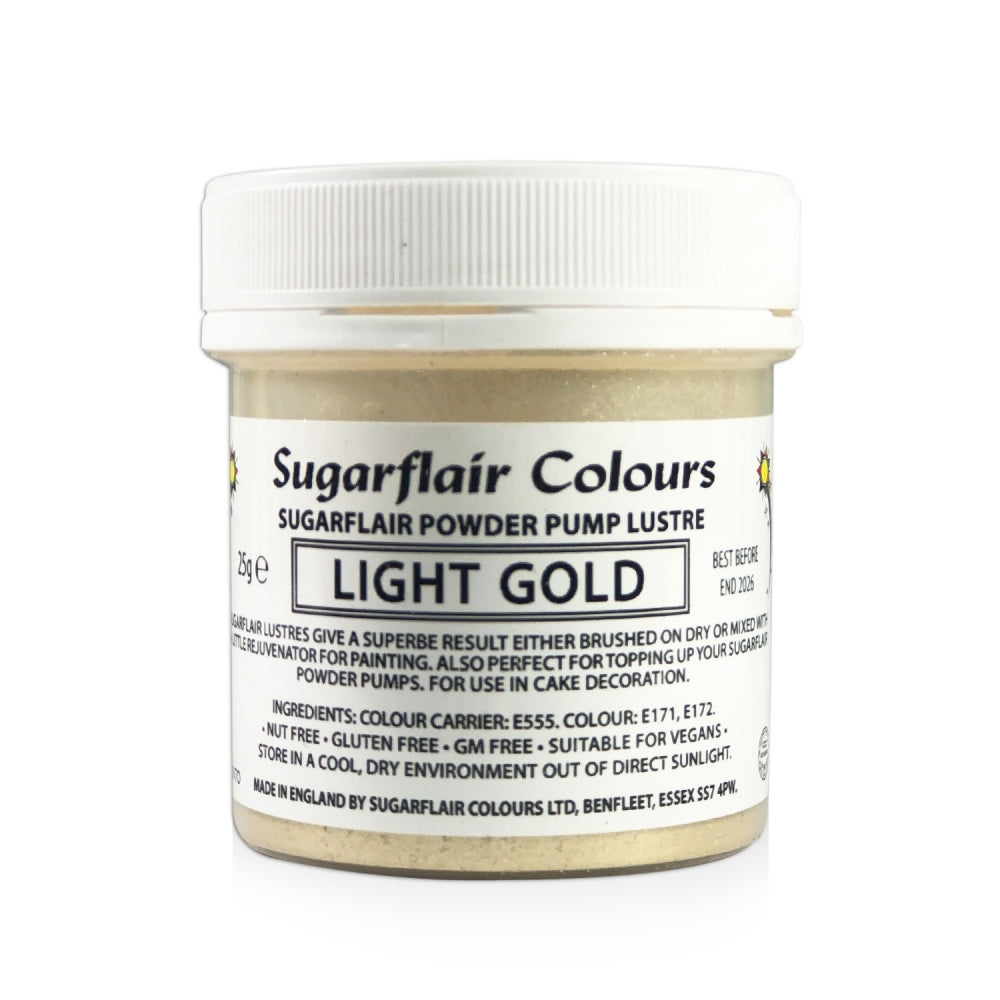 Sugarflair Powder Pump Lustre Refill 25g - Light Gold