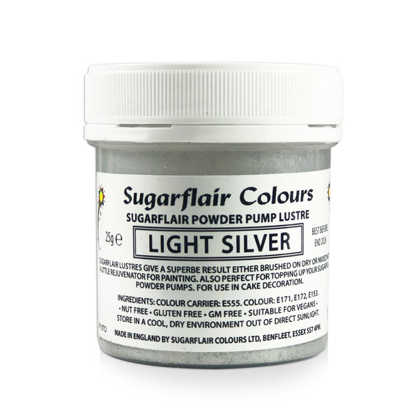 Sugarflair Powder Pump Lustre Refill 25g - Light Silver