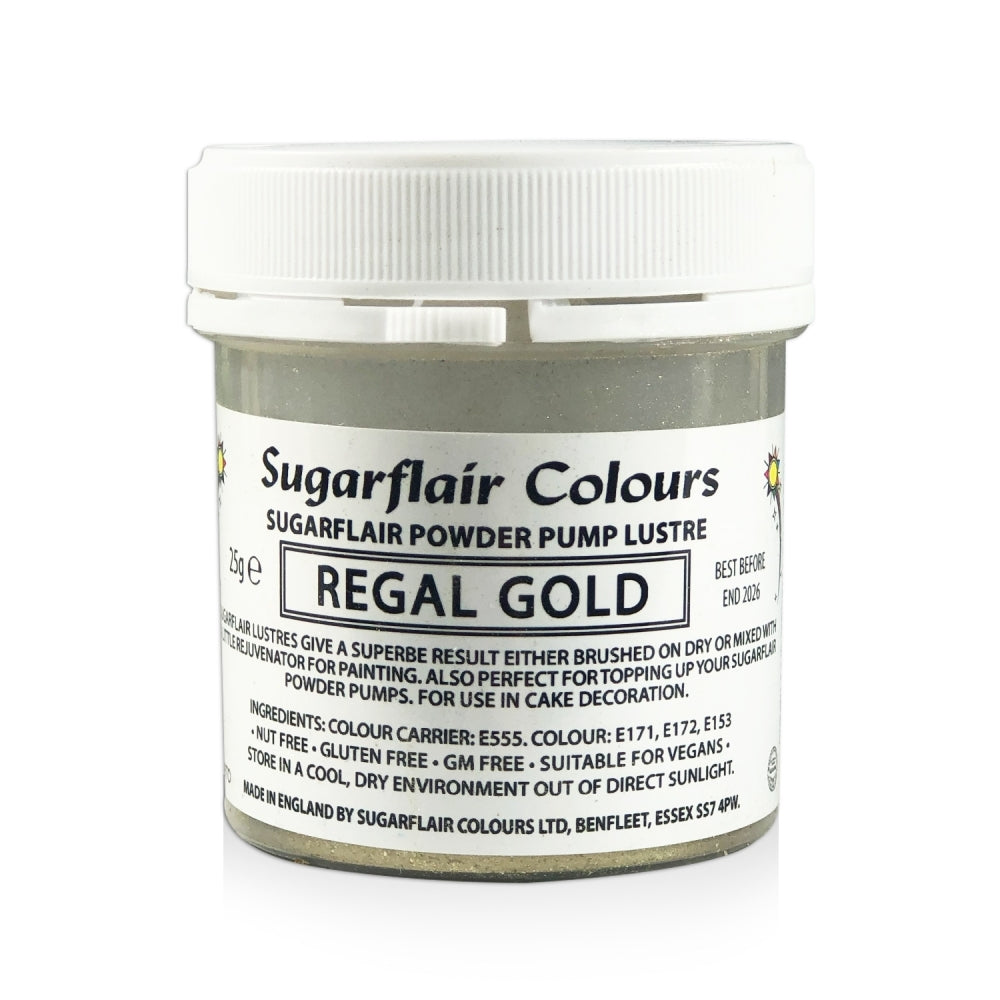 Sugarflair Powder Pump Lustre Refill 25g - Regal Gold
