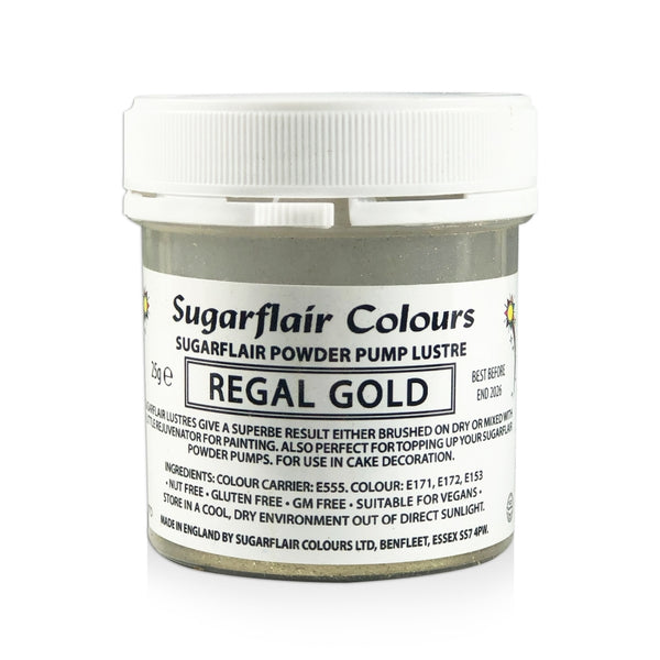 Sugarflair Powder Pump Lustre Refill 25g - Regal Gold
