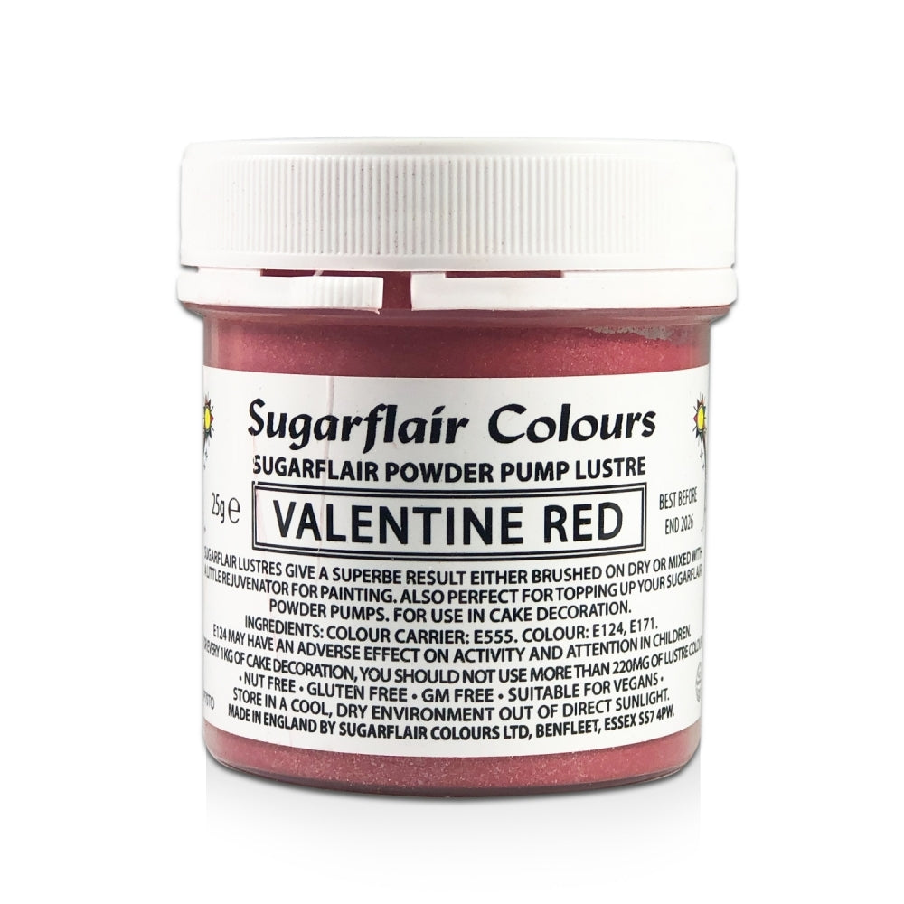 Sugarflair Powder Pump Lustre Refill 25g - Valentine Red