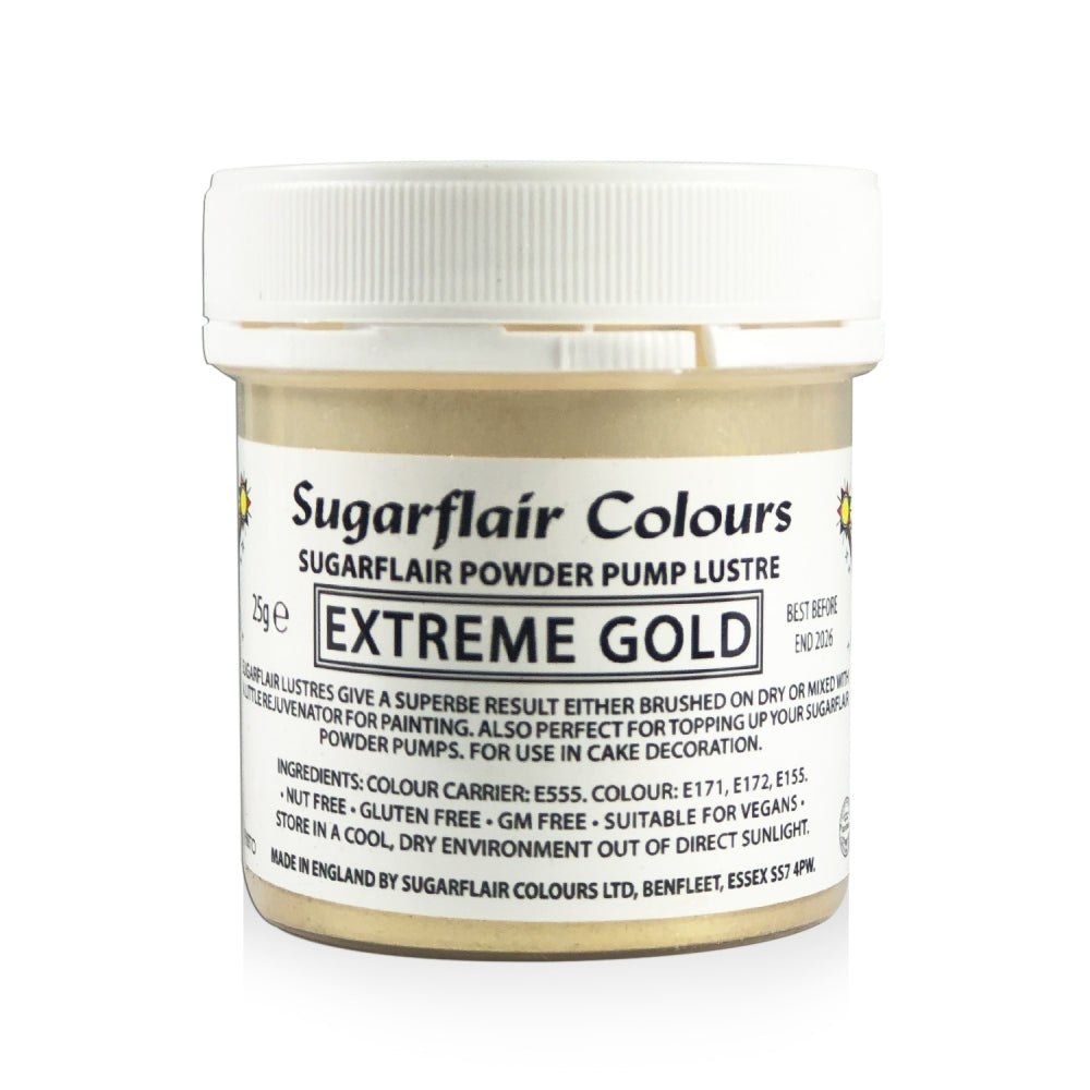 Sugarflair Powder Pump Lustre Refill 25g - Extreme Gold