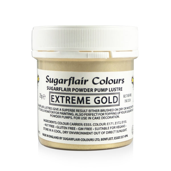 Sugarflair Powder Pump Lustre Refill 25g - Extreme Gold