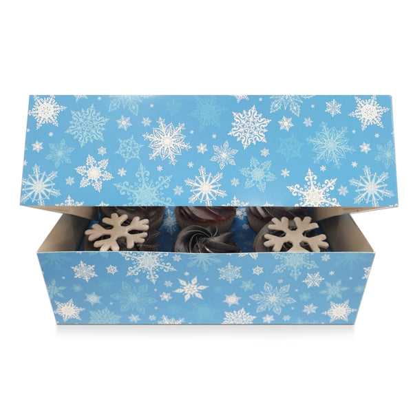 Simply Making Holds 6 Blue Snowflake Satin Cupcake Box