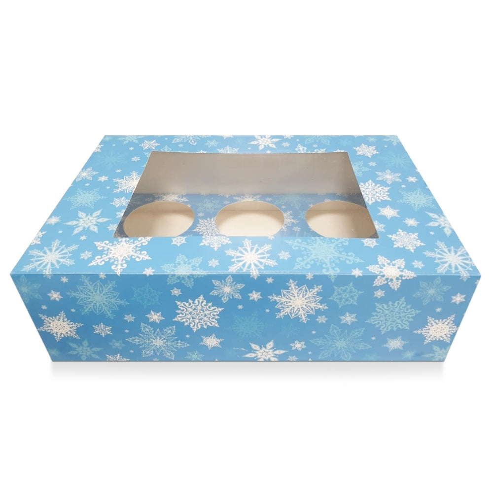 Simply Making Holds 6 Blue Snowflake Satin Cupcake Box