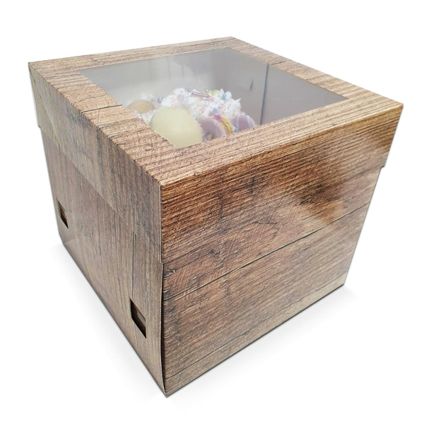 Simply Making Wood Effect Luxury Gloss Finish Extra Deep Cake Box With Window