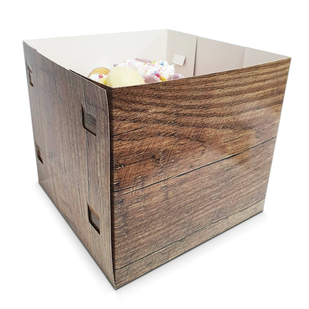 Simply Making Wood Effect Luxury Gloss Finish Extra Deep Cake Box With Window