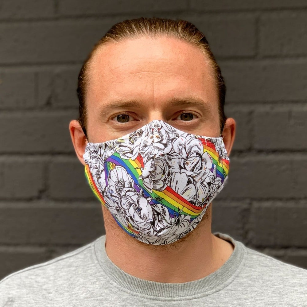 Victoria Eggs Rainbows & Roses Fitted Face Mask