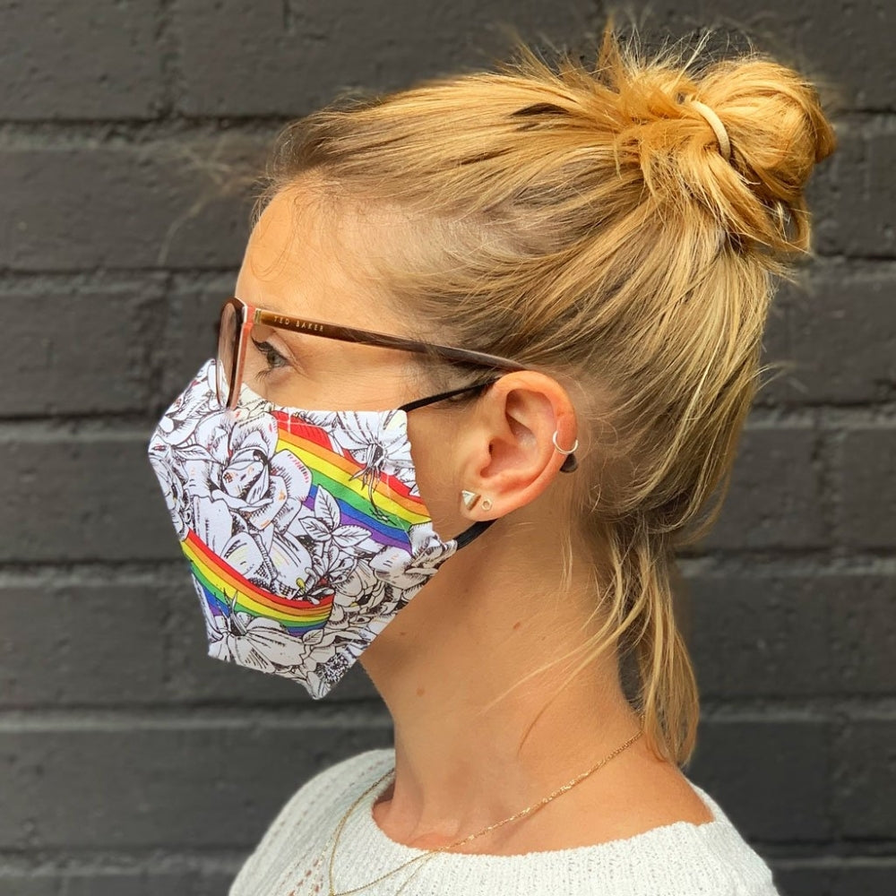 Victoria Eggs Rainbows & Roses Fitted Face Mask