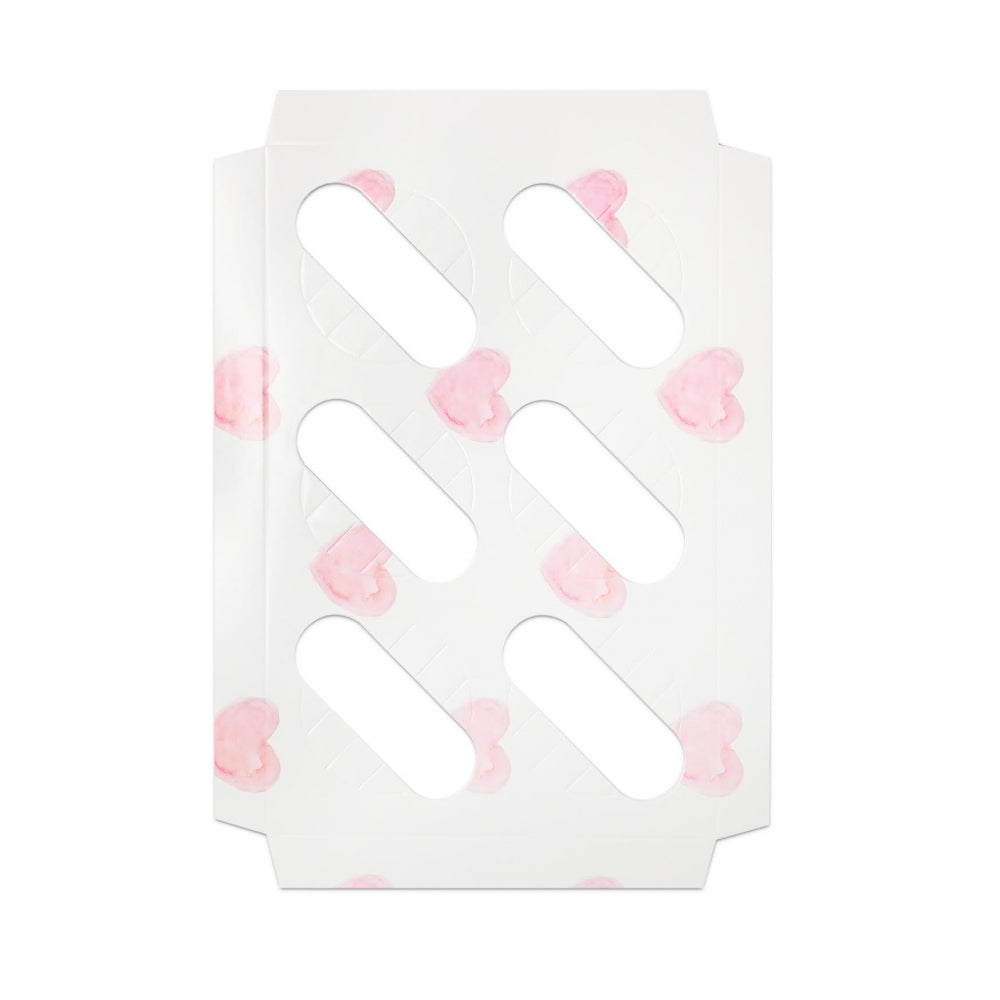 Simply Making White With Pink Hearts Satin Cupcake Box With Window - Holds 6