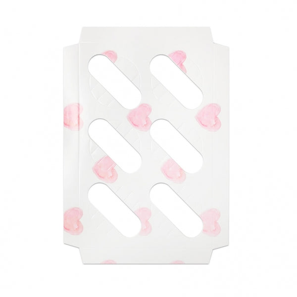 Simply Making White With Pink Hearts Satin Cupcake Box With Window - Holds 6