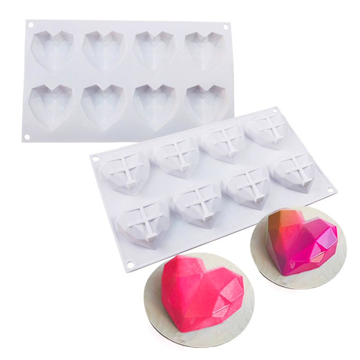 Choctastique Geo Heart Chocolate Mould - 8 Cavity