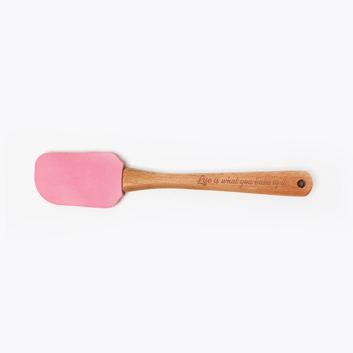 Simply Making Candy Pink Silicone Spatula With Quote Engraved Handle