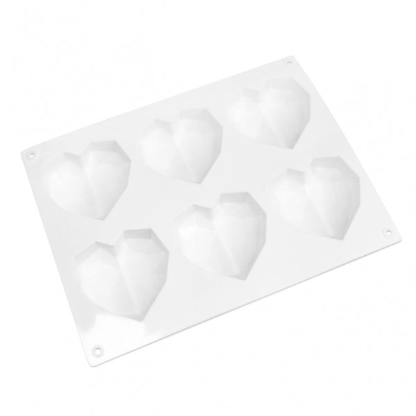 Choctastique Love Heart Geo Chocolate Mould - 6 Cavity